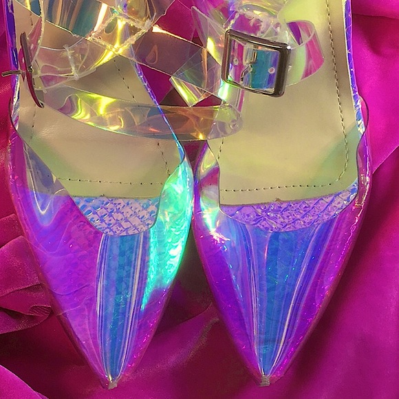 Unicorn Gloss PVC Anklet Spike Heels NEW 5.5-10 - Picture 4 of 13